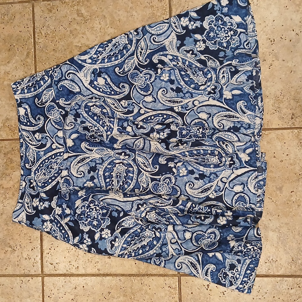 Lauren Ralph Lauren Paisley A-Line Knee Length Skirt Blue Size 2 - Picture 3 of 5